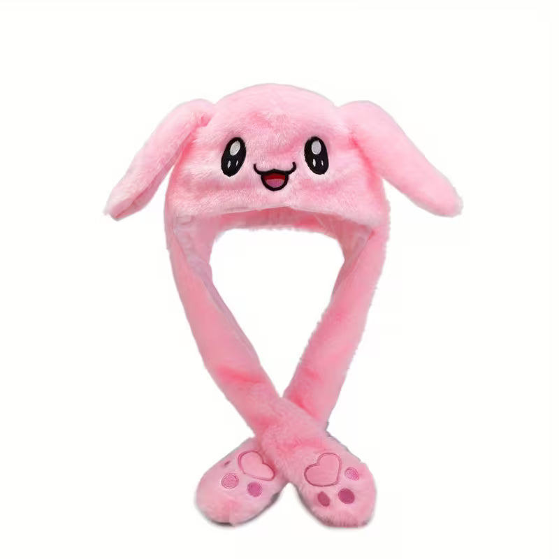 Plush Bunny Ear Moving Hat Earpuffs