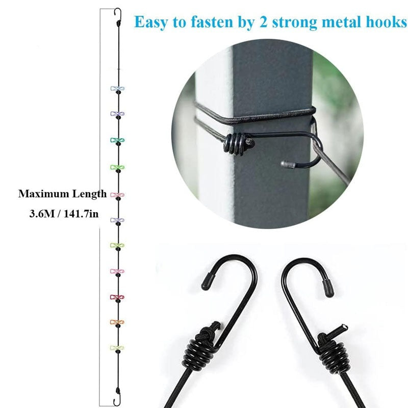 Cloth Drying Rope Set of 2 Piece with Hooks