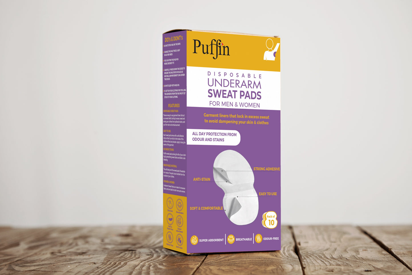 Puffin Disposable Underarm Sweat Pads12Pcs